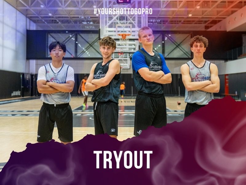 Four EuroProBasket players training in Valencia ahead of their basketball tryout in Spain.