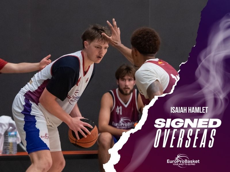 EuroProBasket player-signed graphic of Isaiah Hamlet, American basketball player in Spain for the 2026-27 season